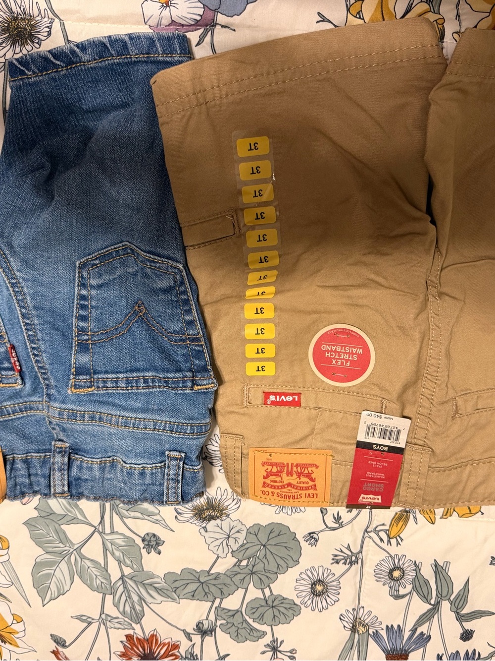 Levi's Kids Two-Pack Shorts in Blue Denim & Khaki